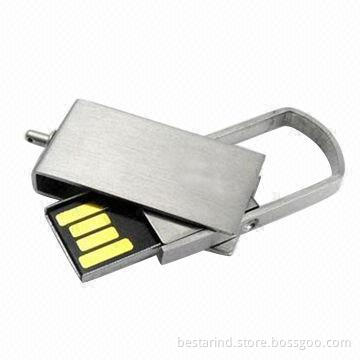 Swivel Mini USB Flash Drive, Made of Metal/Customized Logo/Packing/Super Small/Ideal for Promotions
